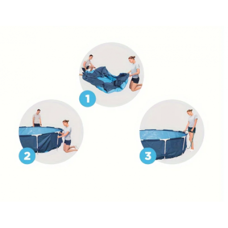 Fashionwu 56681 Steel Pro 12' x 30"/3.66m x 76cm Round Frame Pool Swimming Pool Set, Above Ground Round Play Pool, Round Framed