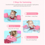 Fashionwu Kids Swimming Arm Rings Portable Non-Inflatable Floating Circle Sleeves Pool Buoy Armbands Swimming Equipment for 3-6 Years Baby