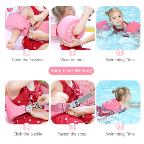 Fashionwu Kids Swimming Arm Rings Portable Non-Inflatable Floating Circle Sleeves Pool Buoy Armbands Swimming Equipment for 3-6 Years Baby