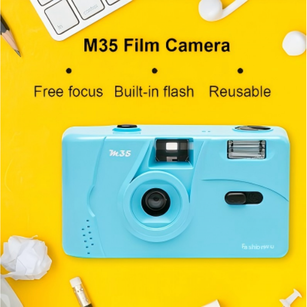 Fashionwu For Kodak Film Camera Vintage M35 Non-Disposable Retro Film Machine Manual Reusable Film Camera with Flash Function