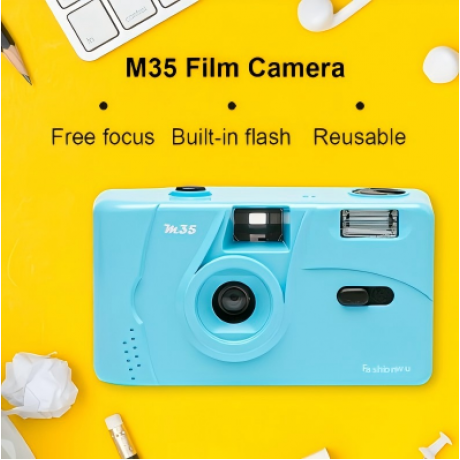 Fashionwu For Kodak Film Camera Vintage M35 Non-Disposable Retro Film Machine Manual Reusable Film Camera with Flash Function