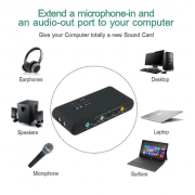 Fashionwu external Sound Card with SPDIF & USB Extension Cable remoted wake-up studio record USB 7.1 Sound card for PC computer