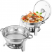 2 Pack Chafing Dish Buffet Set, 5QT Stainless Steel Chafer for Catering, Round Buffet Warmer Server with Glass Lid Water Pan Lid Holer for Parties Wedding Banquet, Silver