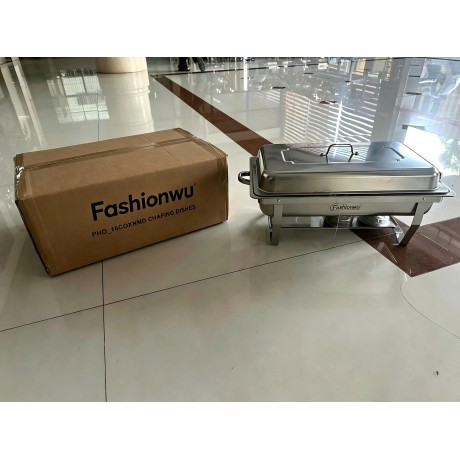 Chafing Dishes for Buffet 2 Pack, 8 QT Stainless Steel Chafer with 2 Full Size Pans, Rectangle Buffet Servers and Warmers Set with Folding Frame for Parties Events Wedding Banquet, Silver