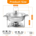 2 Pack Chafing Dish Buffet Set, 5QT Stainless Steel Chafer for Catering, Round Buffet Warmer Server with Glass Lid Water Pan Lid Holer for Parties Wedding Banquet, Silver