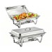 Chafing Dishes for Buffet 2 Pack, 8 QT Stainless Steel Chafer with 2 Full Size Pans, Rectangle Buffet Servers and Warmers Set with Folding Frame for Parties Events Wedding Banquet, Silver