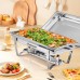 Chafing Dishes for Buffet 2 Pack, 8 QT Stainless Steel Chafer with 2 Full Size Pans, Rectangle Buffet Servers and Warmers Set with Folding Frame for Parties Events Wedding Banquet, Silver
